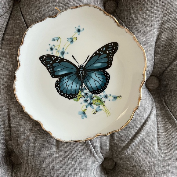 Other - Elegant Butterfly Plate with Gold Trim